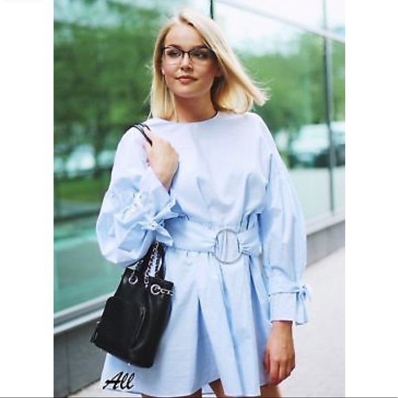 zara sky blue dress